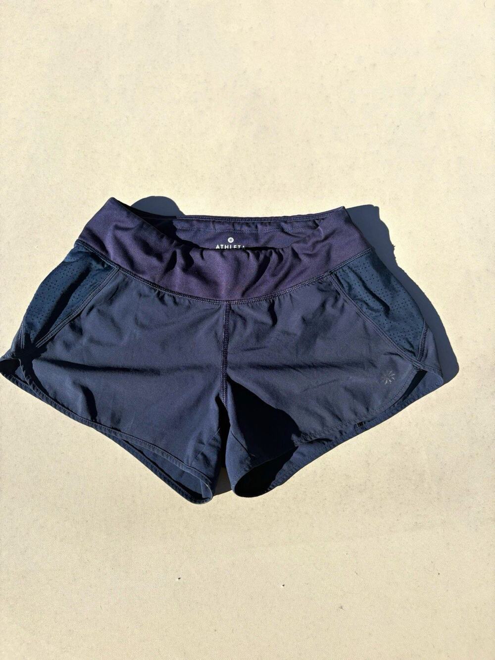Athleta Women's XXS Blue Mesh Athletic Running Shorts Pockets Solid